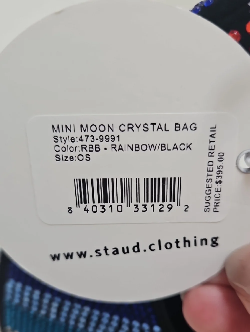 STAUD Multicolor Mini Moon Crystal Crescent Shoulder Bag - Picture 7 of 9